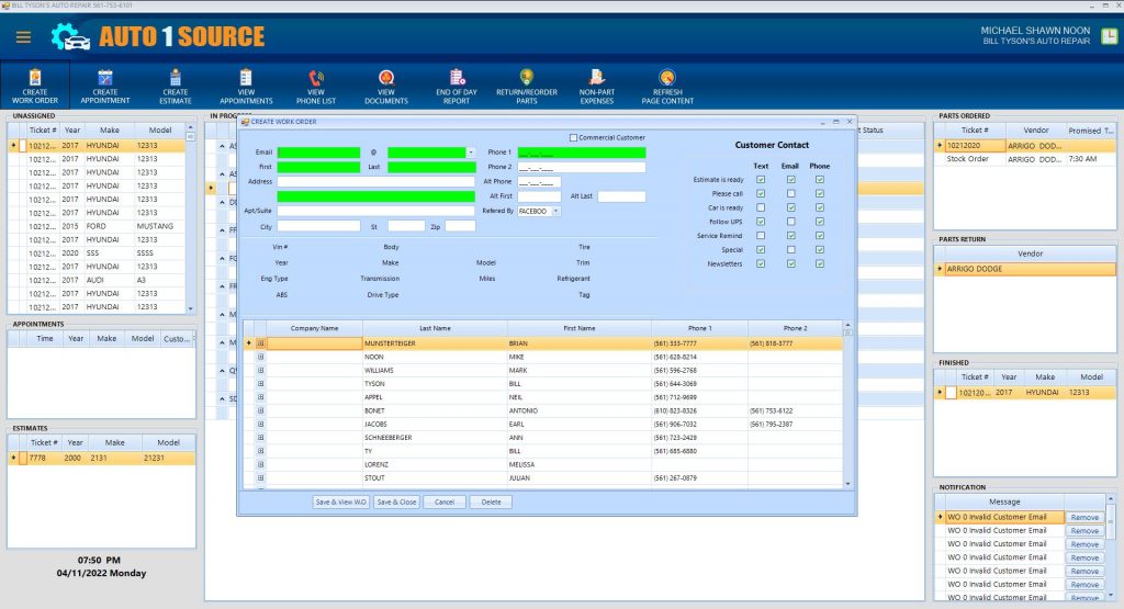 Create, View or Convert Work Orders from Estimates